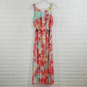 B. Darling Women's Horal Maxi Dress Boat Neck Red Size 7/8